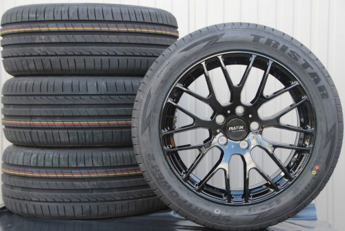 P70 black shiny KRS SR neutral 18 Zoll Räder Alufelgen Platin P70 black glossy + Sommerreifen 235/50 R18 103Y