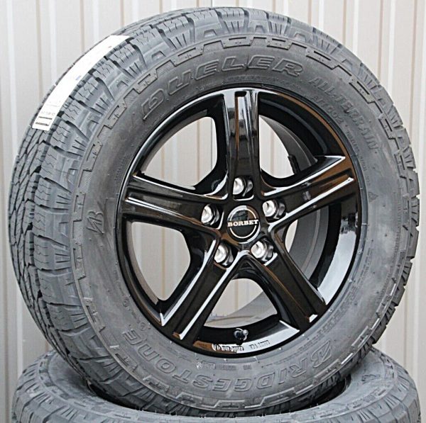 Komplettradsatz Alufelgen Borbet schwarz + 235/60 R16 104H Bridgestone All Terrain Reifen