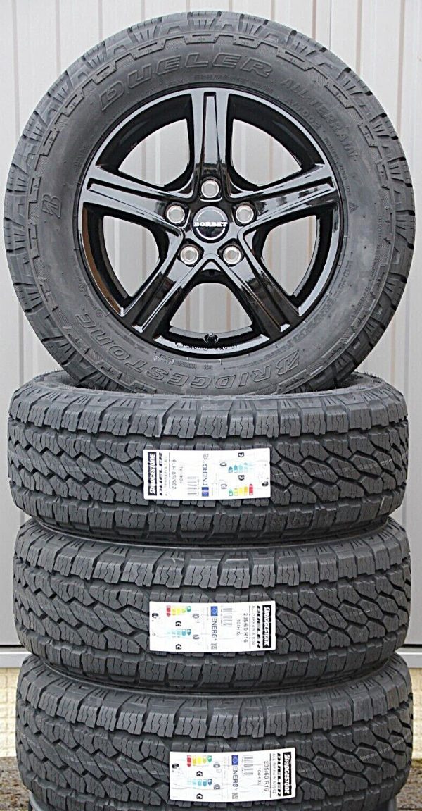 Komplettradsatz Alufelgen Borbet schwarz + 235/60 R16 104H Bridgestone All Terrain Reifen – Bild 2
