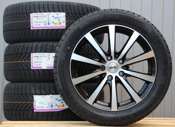Räder Alufelgen P69 18 Zoll schwarz poliert 255/45 R18 Nexen Winterreifen