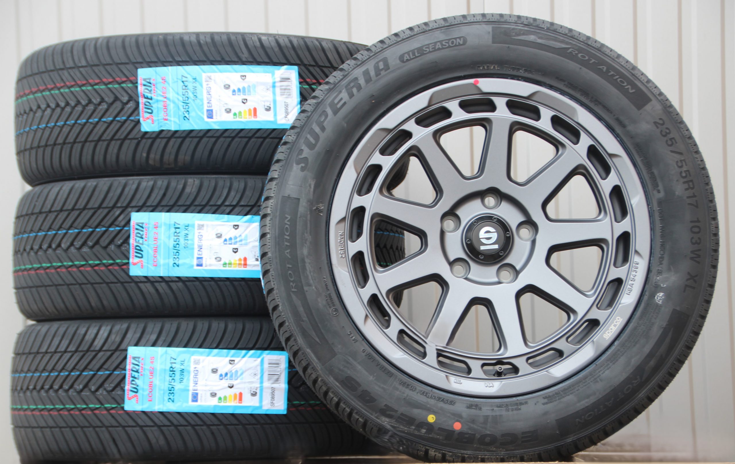 Räder Alufelgen Sparco Gravel grau 17 Zoll + Allwetterreifen