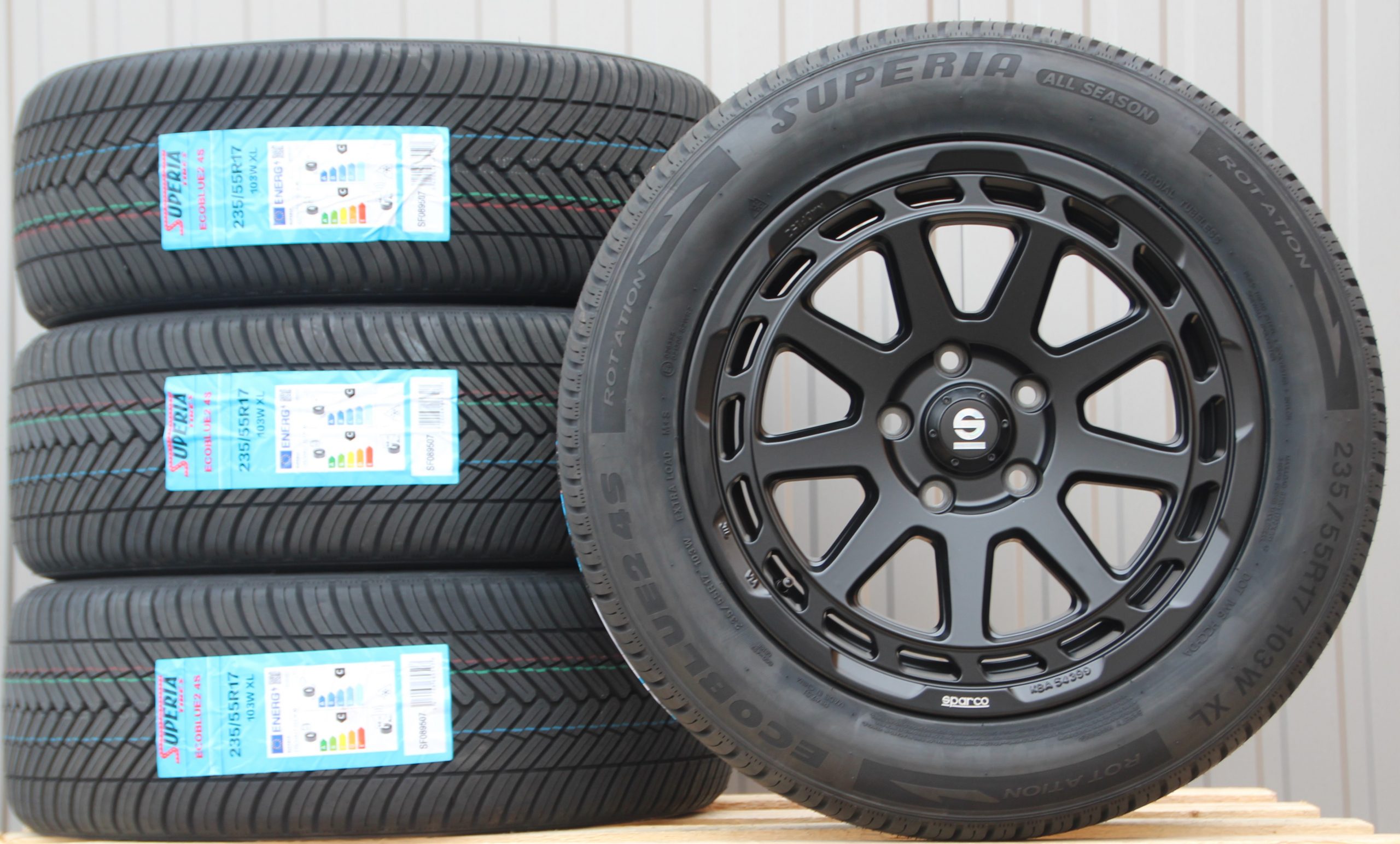 Räder Alufelgen Sparco Gravel schwarz 17 Zoll + Allwetterreifen