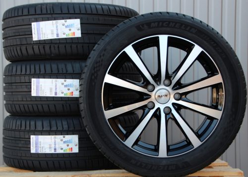 Satz 18 Zoll Räder Alufelgen Platin P69 schwarz poliert + Michelin Sommerreifen