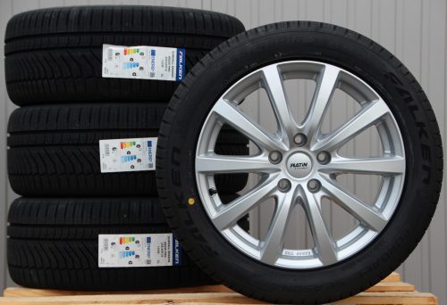 Satz 18 Zoll Räder Alufelgen Platin P69 silber + Falken Allwetterreifen