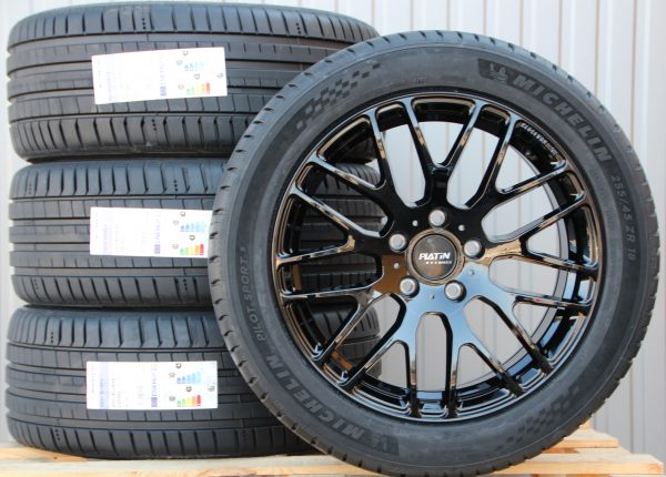 Satz 18 Zoll Räder Alufelgen Platin P70 schwarz + Michelin Sommerreifen