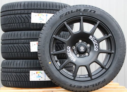 Räder Sparco Terra schwarz 18 Zoll Alufelgen + Falken Allwetterreifen 255/45 R18 103W