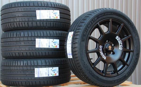 Satz 18 Zoll Räder Alufelgen Sparco Terra schwarz + Michelin Sommerreifen – Bild 2