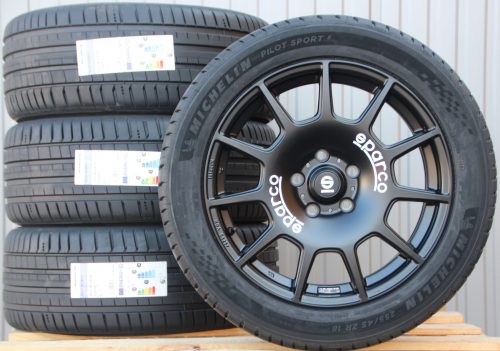 18 Zoll Räder Alufelgen Sparco Terra schwarz + Michelin Sommerreifen 255/45 R18 103Y