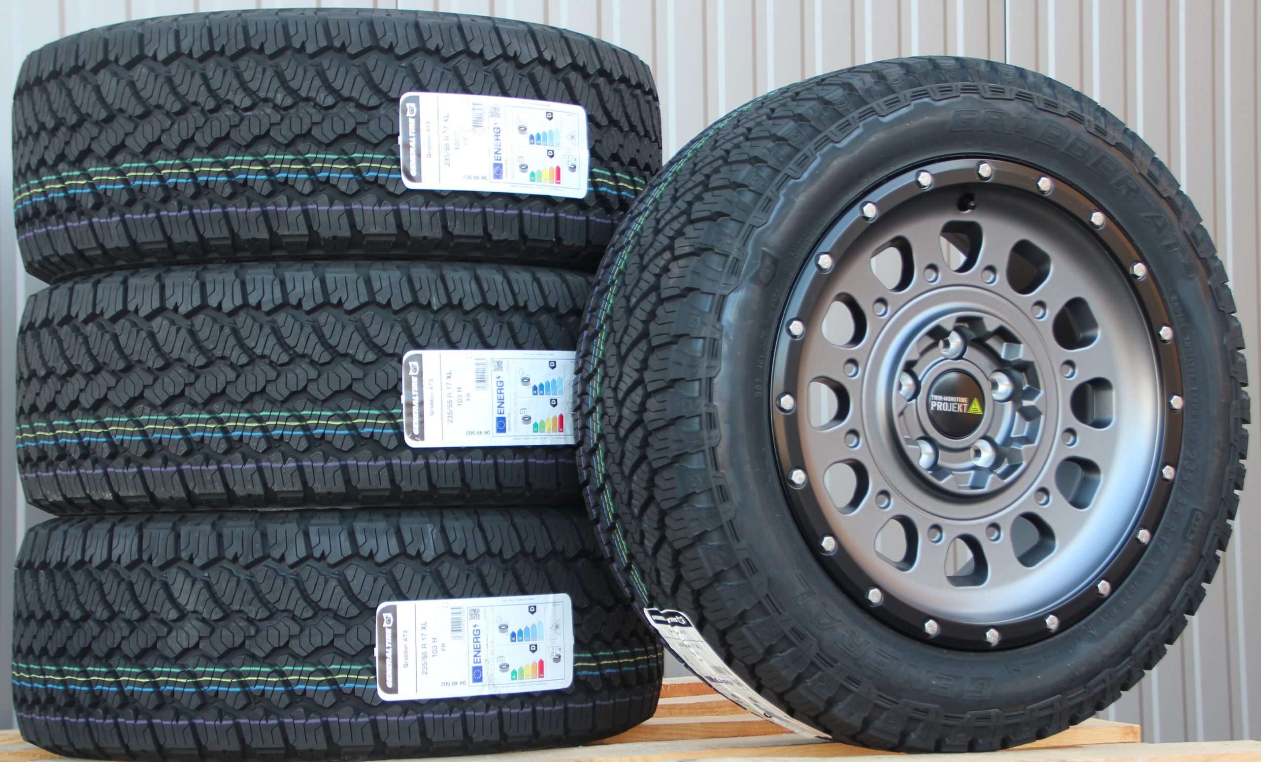 Räder Alufelgen Twin Monotube AT3 Stone mit Ring 17 Zoll + General Grabber AT3 All Terrain Off Road – Bild 2