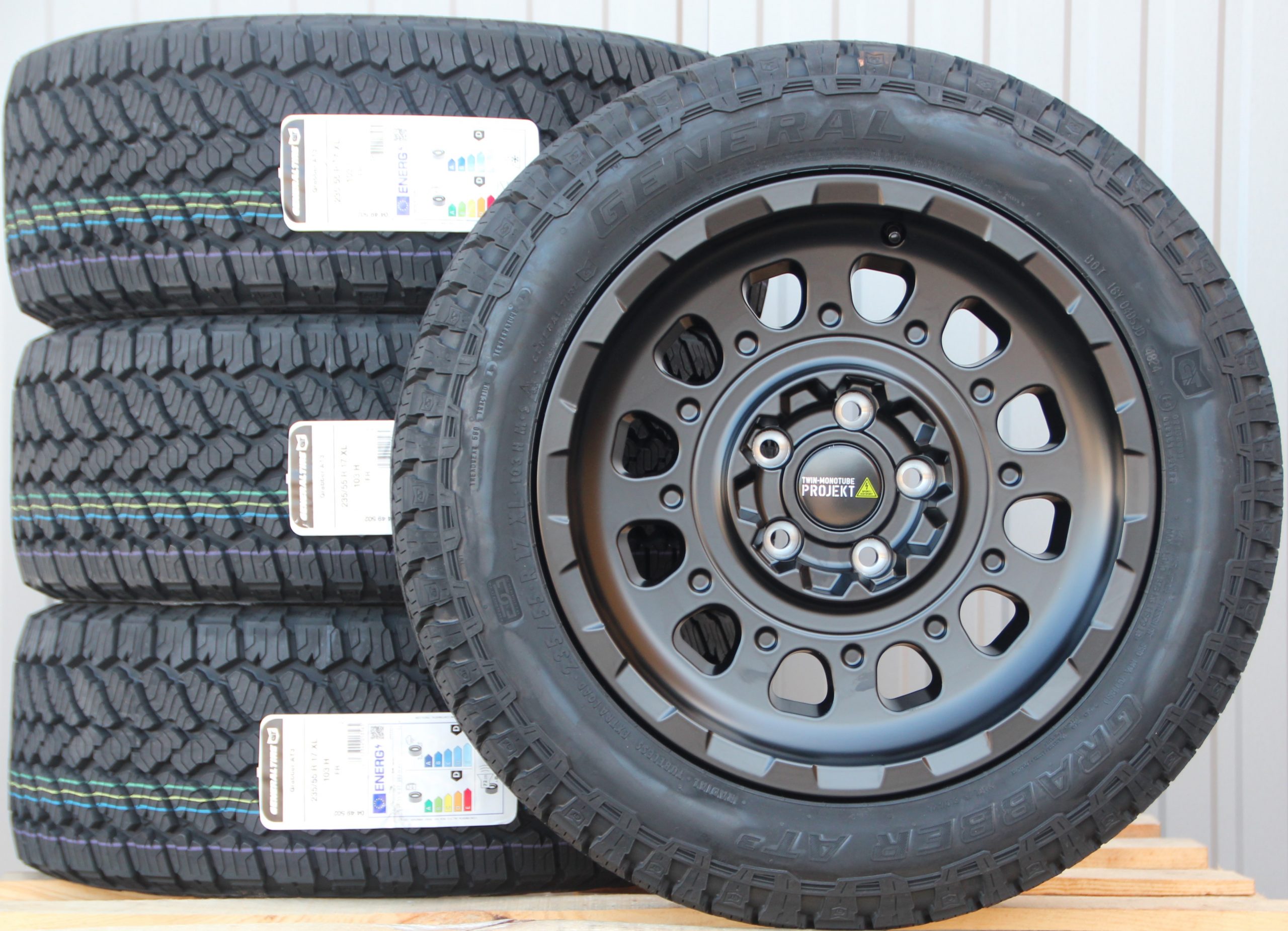 Räder Alufelgen Twin Monotube AT3 schwarz 17 Zoll + General Grabber AT3 All Terrain Off Road
