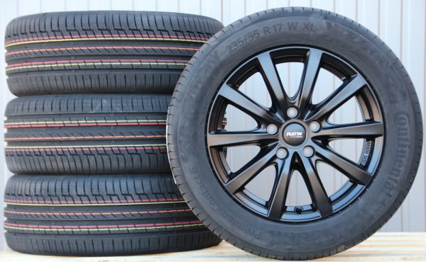 Räder Alufelgen Platin P69 schwarz 17 Zoll + Continental Sommerreifen