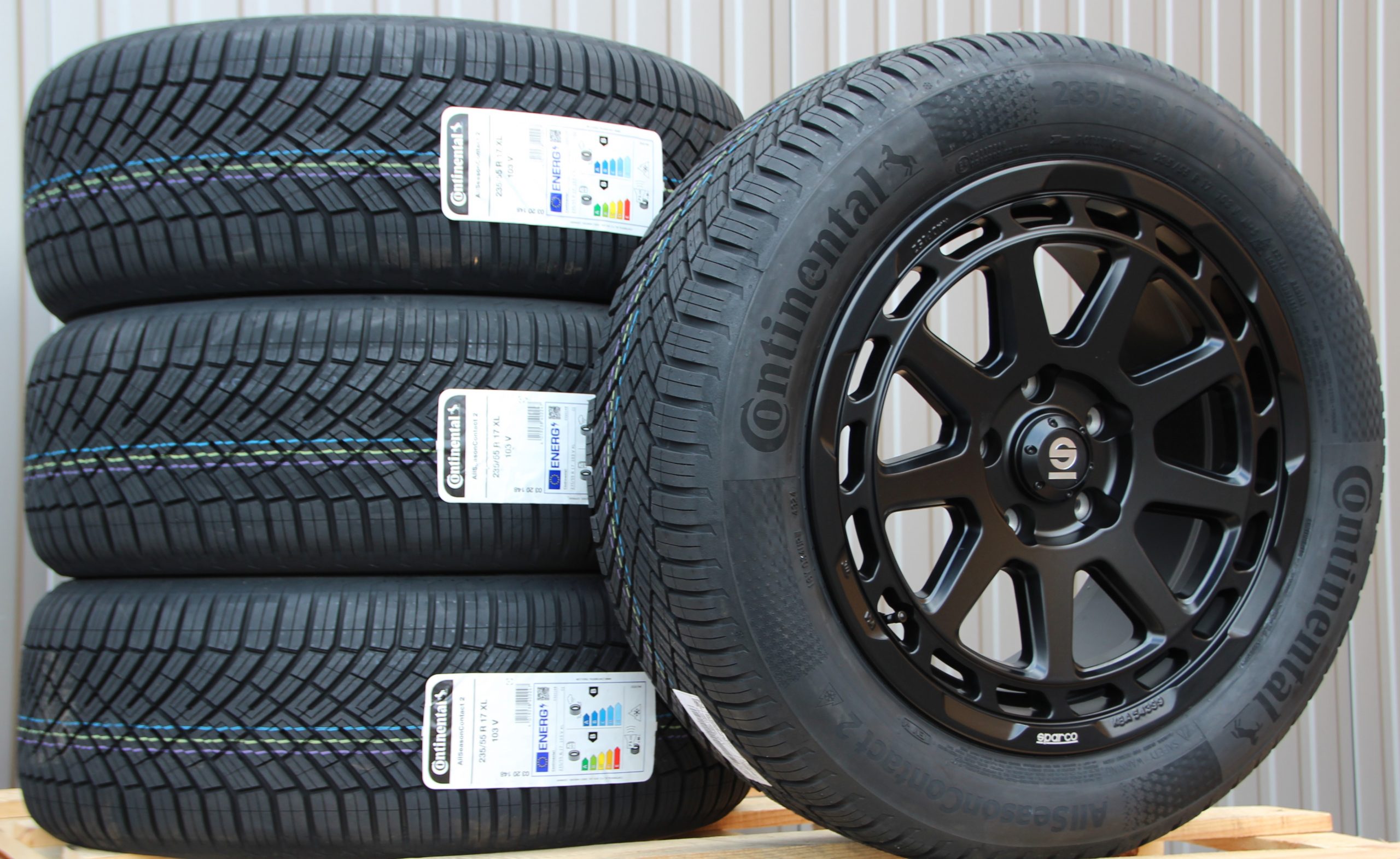 Räder Alufelgen Sparco Gravel schwarz 17 Zoll + Continental Allwetterreifen – Bild 2