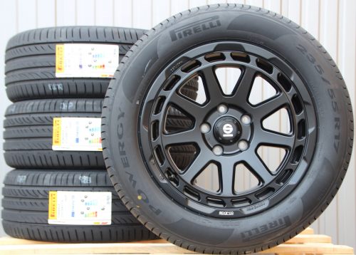 Räder Alufelgen Sparco Gravel schwarz 17 Zoll + Pirelli Sommerreifen 235/55 R17 103Y