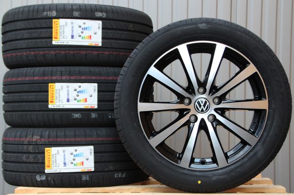 Satz Räder Alufelgen Platin P69 18 Zoll schwarz poliert + Pirelli PZero PZ4 Sommerreifen