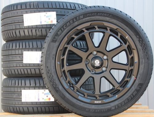 Satz 18 Zoll Räder Alufelgen Sparco Gravel schwarz + Michelin Sommerreifen