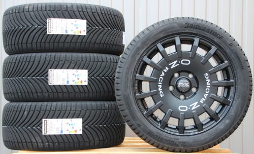 OZ Rally Racing Van 8x18 matt black 255 45 18 Bridgestone Turanza AllSeason 6 Satz Räder Alufelgen OZ Rally Racing Van black 18 Zoll + Bridgestone Allwetterreifen