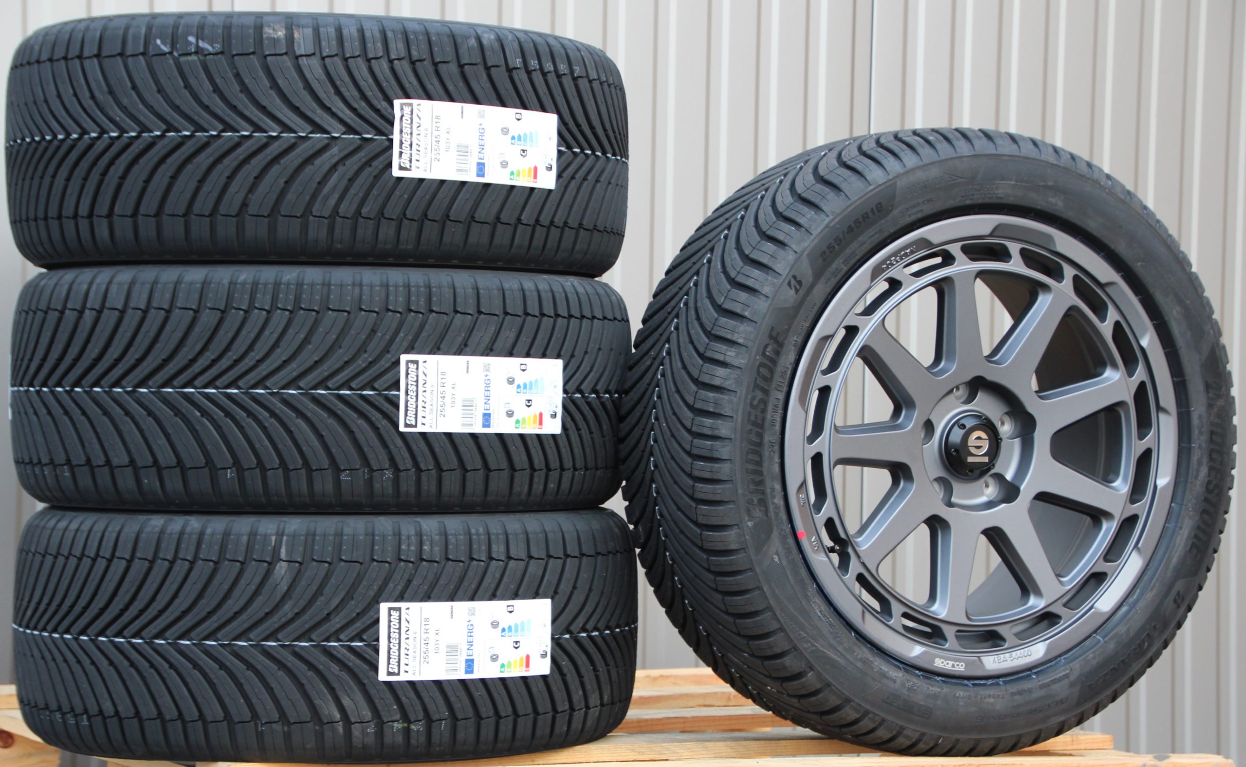 Alufelgen Sparco Gravel grau 18 Zoll + Bridgestone Allwetterreifen – Bild 2