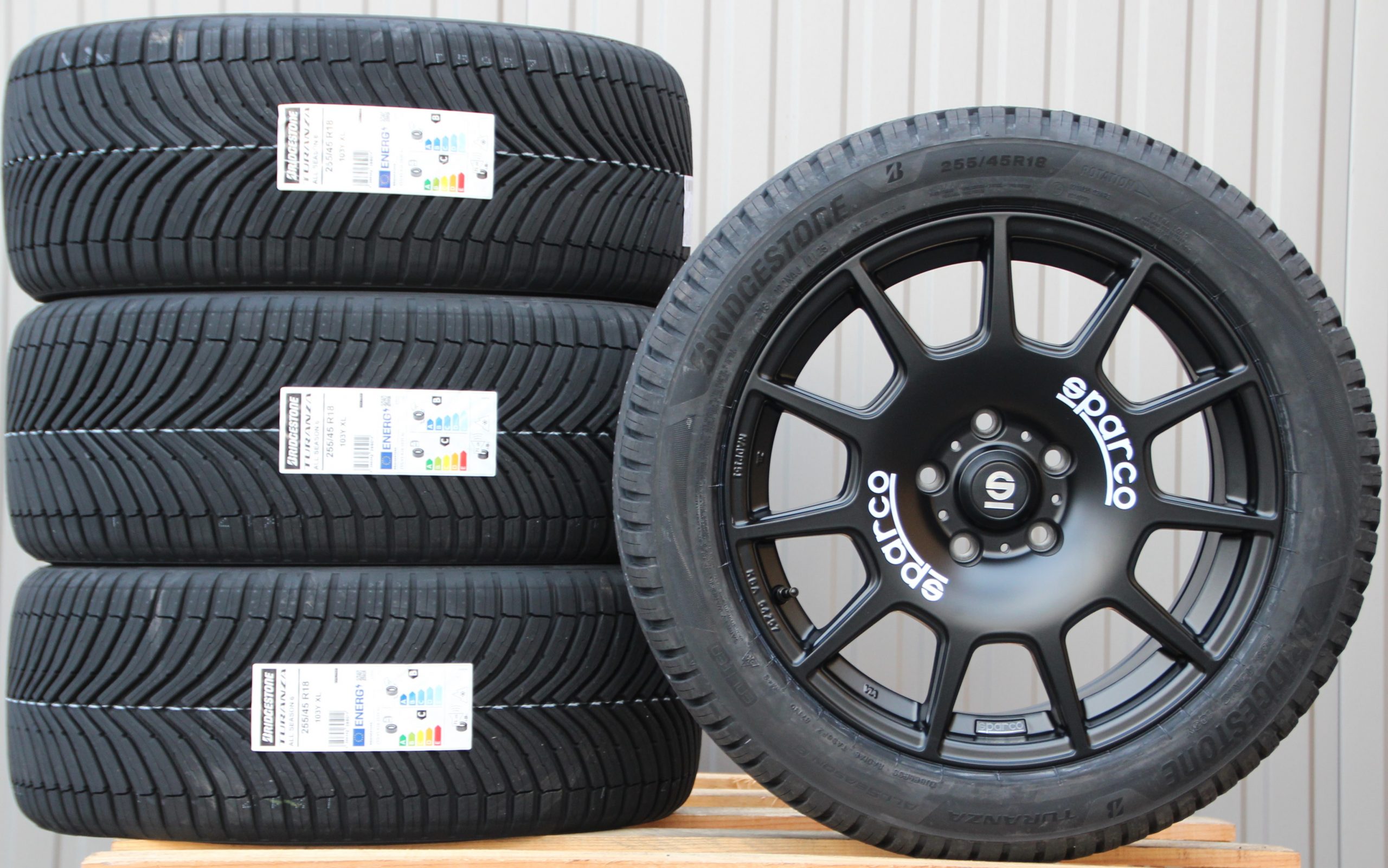 Alufelgen Sparco Terra schwarz 18 Zoll + Bridgestone Allwetterreifen