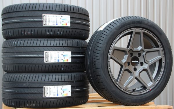 Satz Räder Alufelgen Supermetal Rocket 18 Zoll matt grey + Bridgestone Sommerreifen – Bild 2