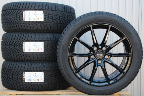 Satz Räder Alufelgen P109 18 Zoll schwarz glanz 255/45 R18 Hankook Winterreifen