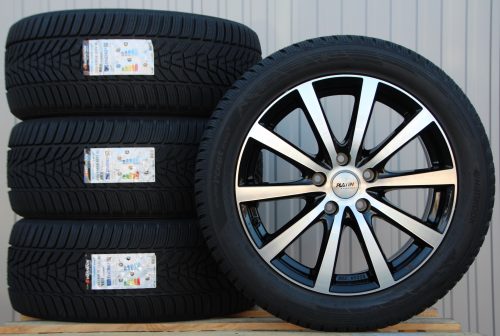 Satz Räder Alufelgen P69 18 Zoll schwarz poliert 255/45 R18 Hankook Winterreifen