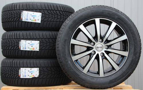 Räder Alufelgen Platin P69 17 Zoll schwarz poliert + Hankook Winterreifen
