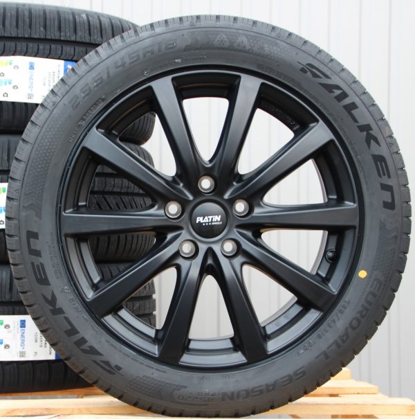 Satz Räder Alufelgen P69 18 Zoll schwarz matt 255/45 R18 Hankook Winterreifen