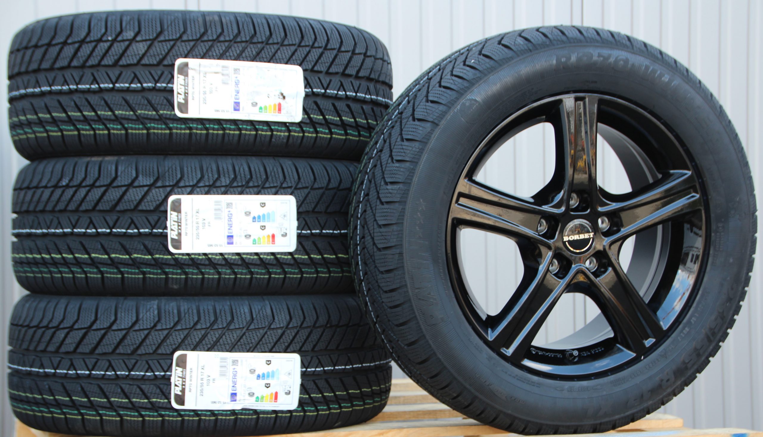 Räder Alufelgen Borbet CWD 17 Zoll schwarz + Winterreifen Platin RP-70 – Bild 2
