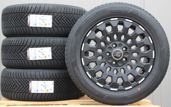 Räder Alufelgen MSW99 17 Zoll schwarz matt poliert 235/55 R17 Hankook Allwetterreifen – Bild 3