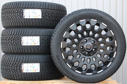 Räder Alufelgen MSW99 18 Zoll schwarz matt poliert 255/45 R18 Hankook Winterreifen