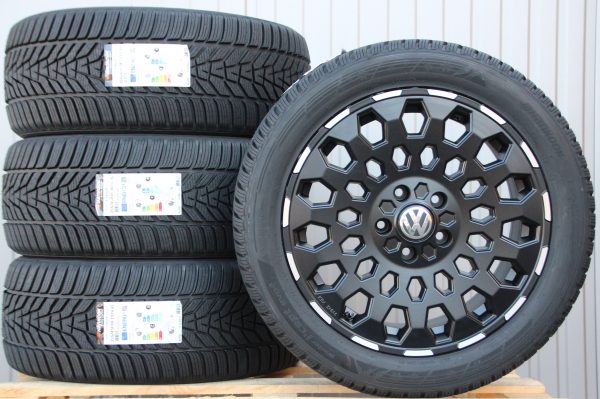 Räder Alufelgen MSW99 18 Zoll schwarz matt poliert 255/45 R18 Hankook Winterreifen – Bild 2