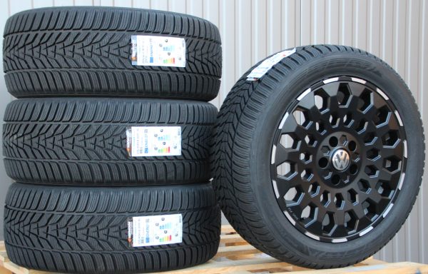 Räder Alufelgen MSW99 18 Zoll schwarz matt poliert 255/45 R18 Hankook Winterreifen – Bild 3