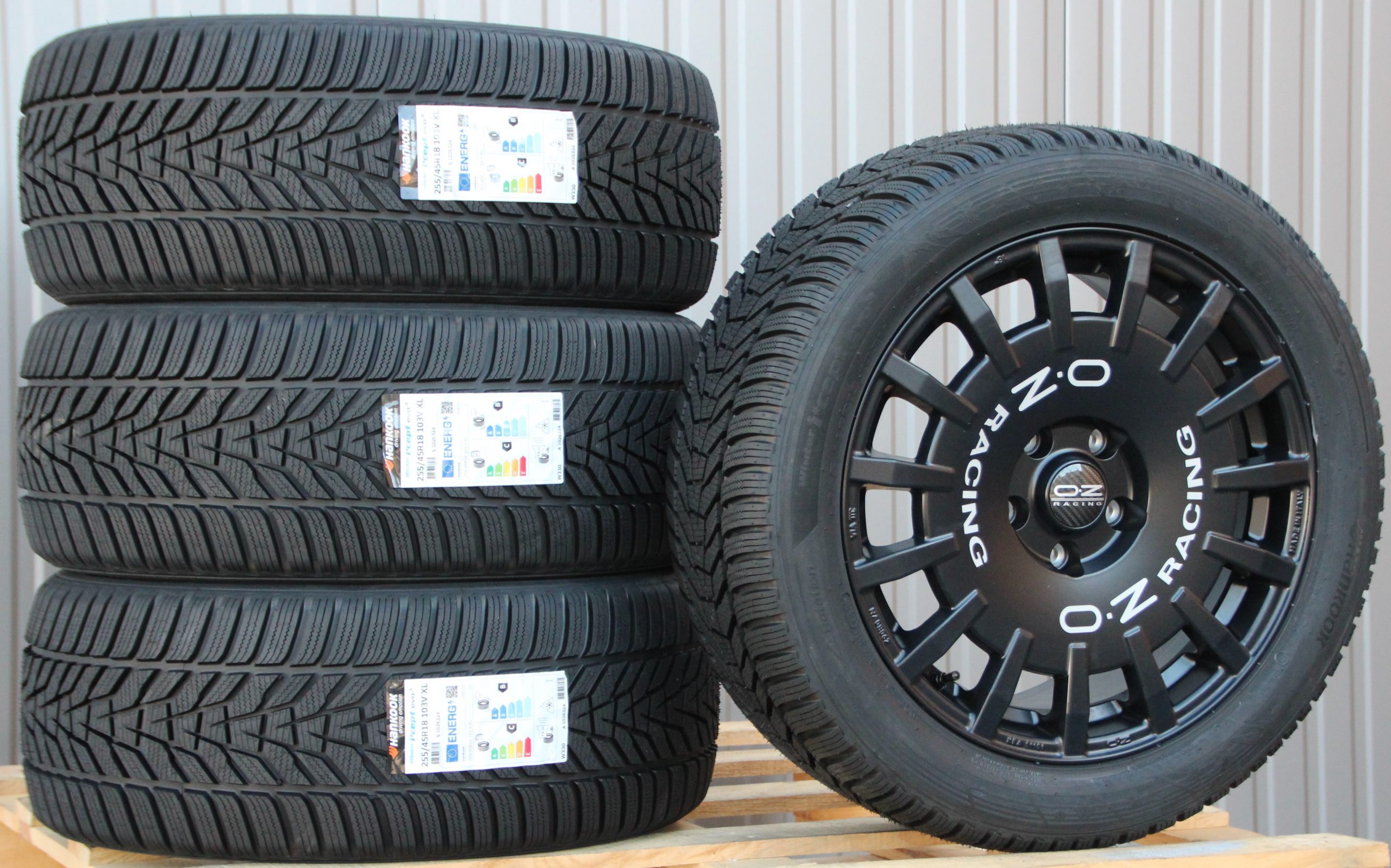 Räder Alufelgen OZ Rally Racing Van18 Zoll schwarz 255/45 R18 Hankook Winterreifen – Bild 2