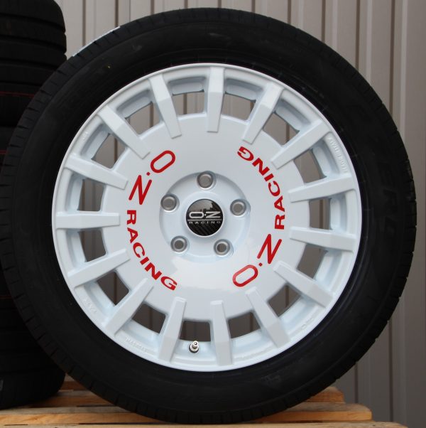 Satz Räder Alufelgen OZ Rally Racing Van 18 Zoll weiß + Platin Sommerreifen