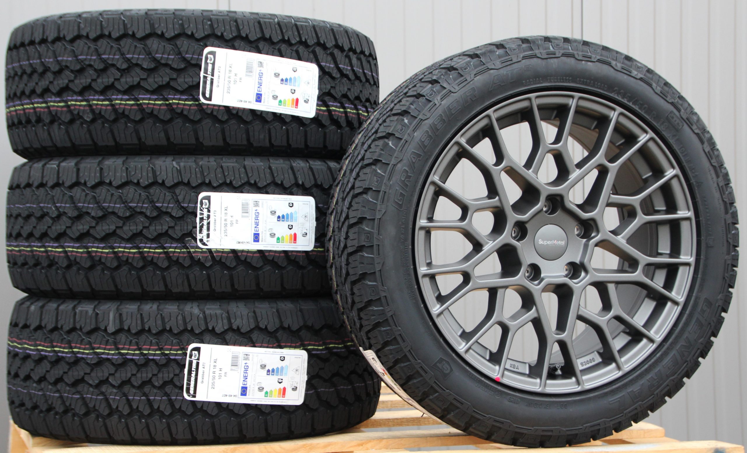 18 Zoll Räder Alufelgen Supermetal Cell ultra matt grey + General Grabber AT3 All Terrain – Bild 2