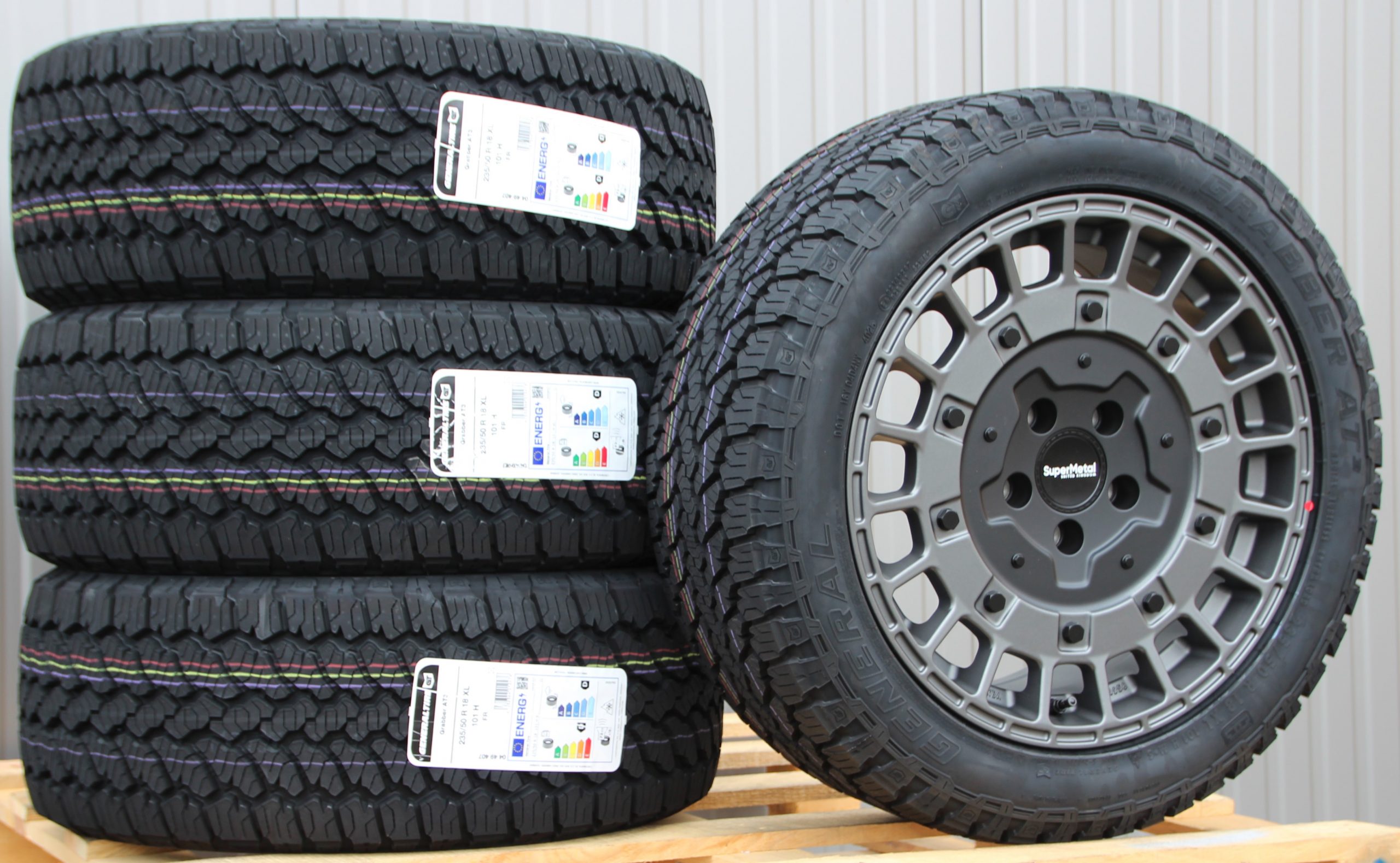 18 Zoll Räder Alufelgen Supermetal Rig matt grey + General Grabber AT3 All Terrain – Bild 2