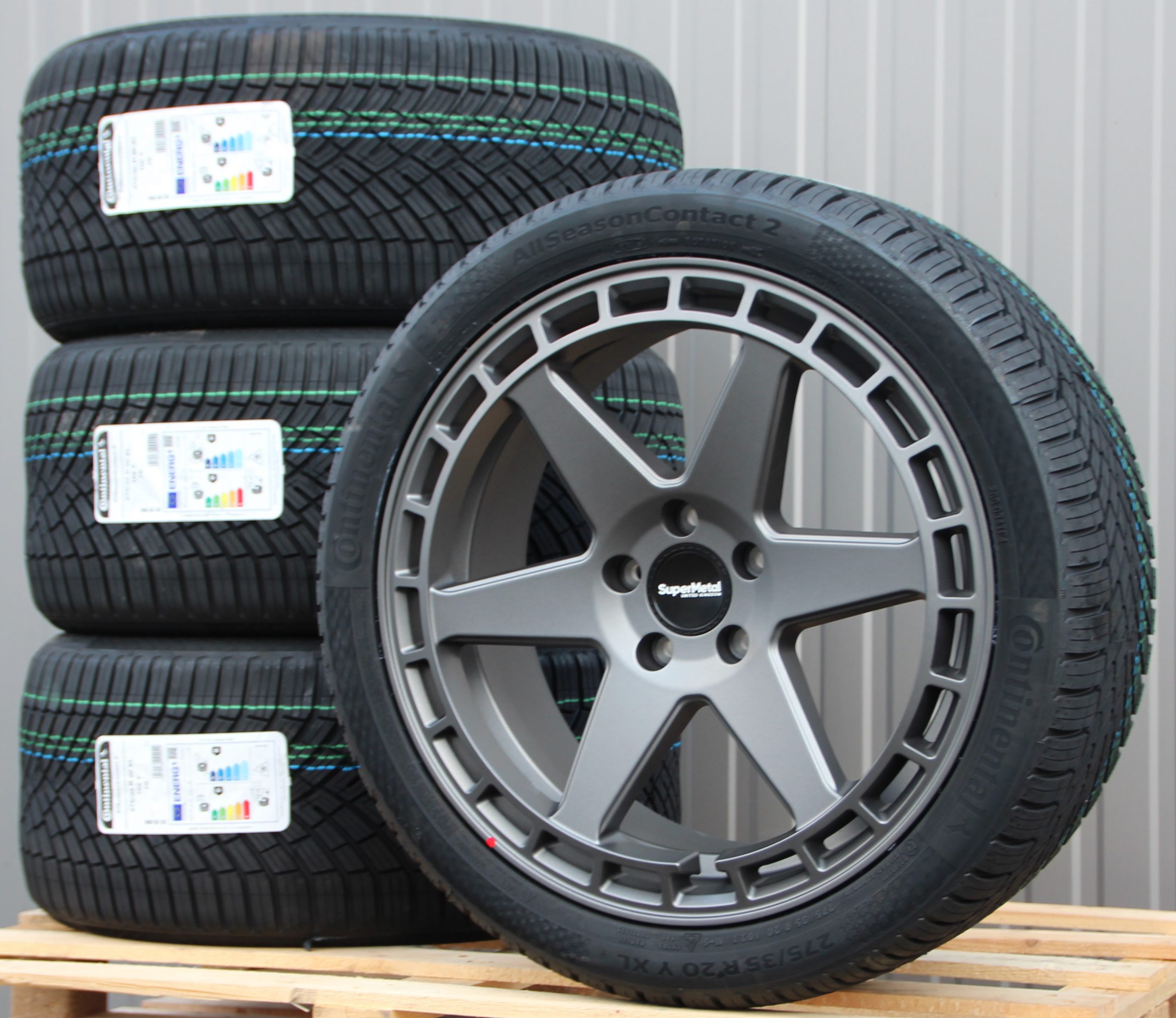 Räder Supermetal Charger 20 Zoll Alufelgen matt grey + 275/35 R20 102Y Continental Allwetterreifen – Bild 3